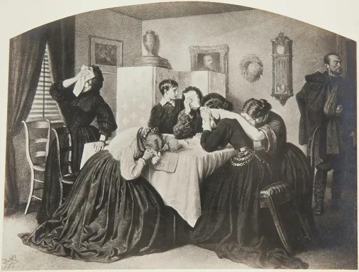 Framed Print : 'Mourning News', from the series 'Polonia' by Artur Grottger, 19th century, (1905-1911). Creator: Jan Czernecki Framed Print : 'Mourning News', from the series 'Polonia' by Artur Grottger, 19th century, (1905-1911). Creator: Jan Czernecki