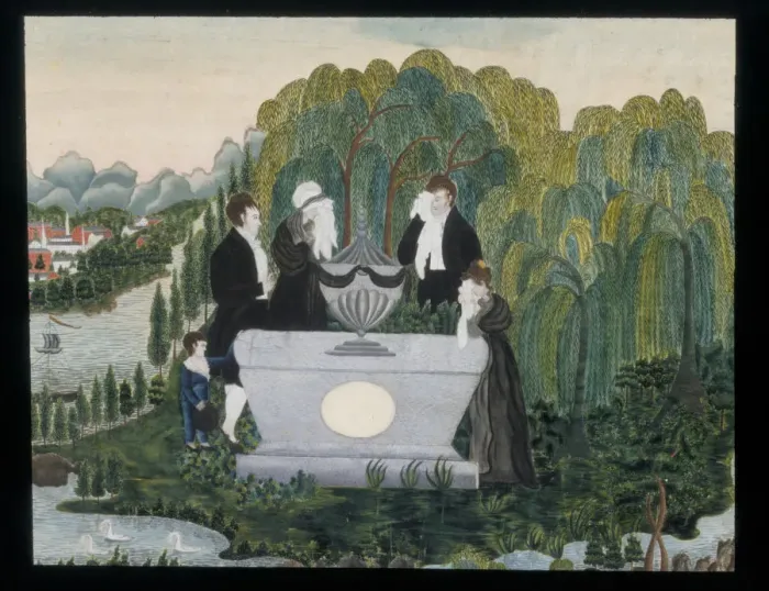 Framed Print : Mourning picture, ca. 1810. Creator: Unknown Framed Print : Mourning picture, ca. 1810. Creator: Unknown