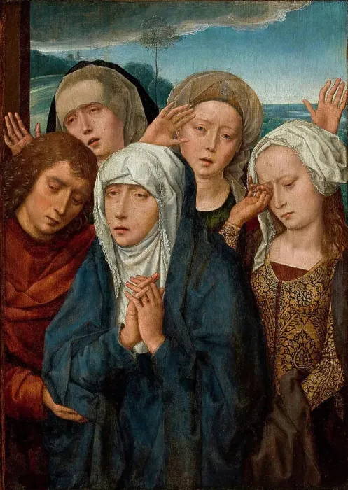 Framed Print : The Mourning Virgin with Saint John and the Pious Women from Galilee, 1485-1490. Creator: Memling, Hans (1433 / 40-1494) Framed Print : The Mourning Virgin with Saint John and the Pious Women from Galilee, 1485-1490. Creator: Memling, Hans (1433 / 40-1494)