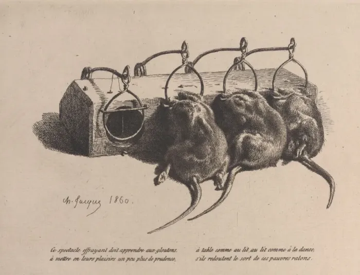 Framed Print : Mousetrap, 1860. Creator: Charles Emile Jacque