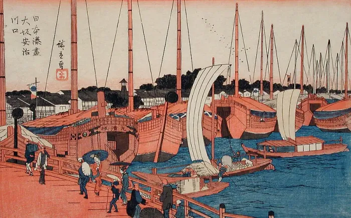 Framed Print : The Mouth of the Aji River in Osaka, between c1840 and c1842. Creator: Ando Hiroshige Framed Print : The Mouth of the Aji River in Osaka, between c1840 and c1842. Creator: Ando Hiroshige