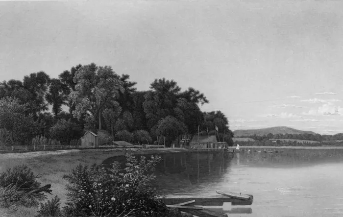 Framed Print : Mouth of the Moodna, on the Hudson, 1874. Creator: G. W. Wellstood Framed Print : Mouth of the Moodna, on the Hudson, 1874. Creator: G. W. Wellstood