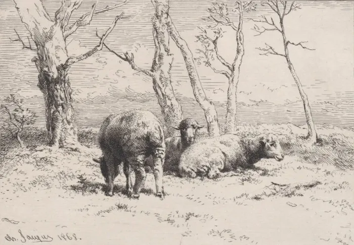 Framed Print : Moutons, 1868. Creator: Charles Emile Jacque Framed Print : Moutons, 1868. Creator: Charles Emile Jacque