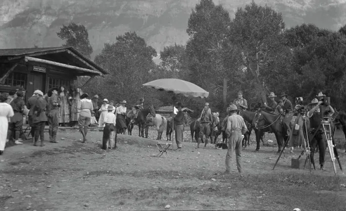 Framed Print : Movie set for a western, between 1896 and 1942. Creator: Arnold Genthe Framed Print : Movie set for a western, between 1896 and 1942. Creator: Arnold Genthe