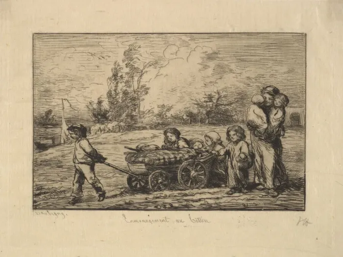 Framed Print : Moving into the Boat, 1861. Creator: Charles Francois Daubigny Framed Print : Moving into the Boat, 1861. Creator: Charles Francois Daubigny
