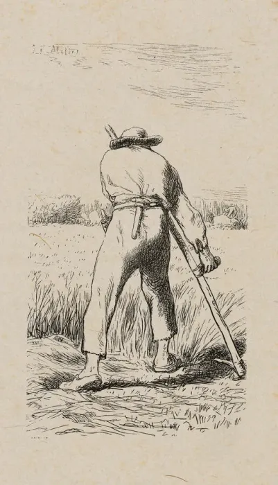 Framed Print : Mower, 1853, after drawing made in 1852. Creator: Jacques-Adrien Lavieille Framed Print : Mower, 1853, after drawing made in 1852. Creator: Jacques-Adrien Lavieille