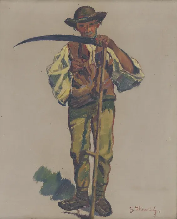 Framed Print : Mower, around 1935. Creator: Gustav Mally Framed Print : Mower, around 1935. Creator: Gustav Mally