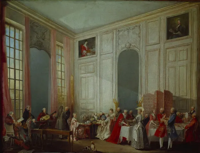 Framed Print : Mozart Giving A Concert In The Salon des Quatre-Glaces at the Palais du Temple In Framed Print : Mozart Giving A Concert In The Salon des Quatre-Glaces at the Palais du Temple In