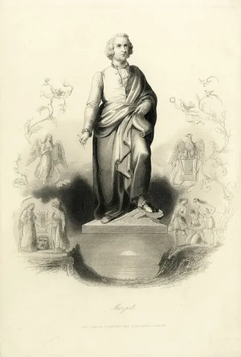 Framed Print : Mozart Monument at the Mozartplatz, 1842. Creator: Payne, Albert Henry (1812-1902)