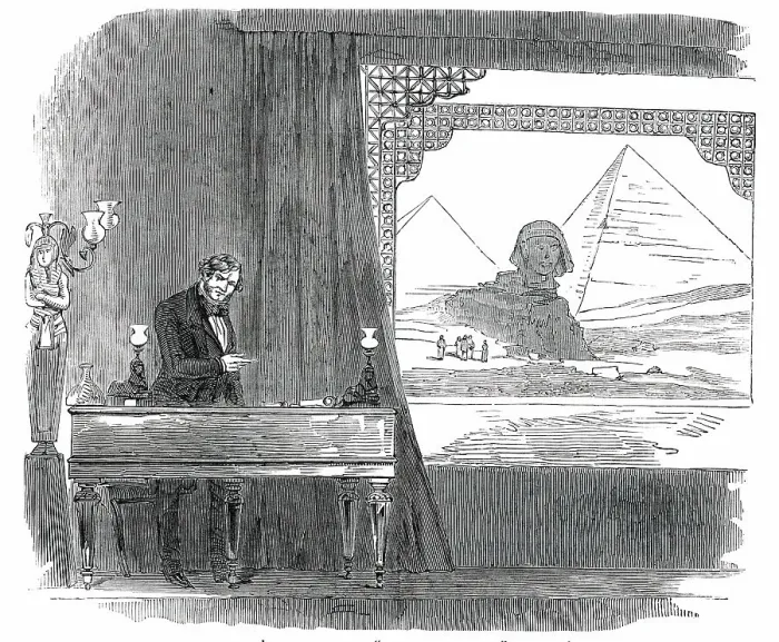 Framed Print : Mr. Albert Smith's Entertainment - The Overland Mail, at Willis's Rooms, 1850. Creator: Unknown. Mr. Albert Smith's Entertainment - The Overland Mail, at Willis's Rooms, 1850. Creator: Unknown Framed Print : Mr. Albert Smith's Entertainment - The Overland Mail, at Willis's Rooms, 1850. Creator: Unknown. Mr. Albert Smith's Entertainment - The Overland Mail, at Willis's Rooms, 1850. Creator: Unknown