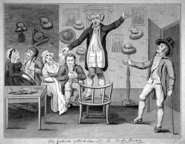 Framed Print : Mr Anderson (of Bride Lane, City) the barber parson, 1780 Framed Print : Mr Anderson (of Bride Lane, City) the barber parson, 1780