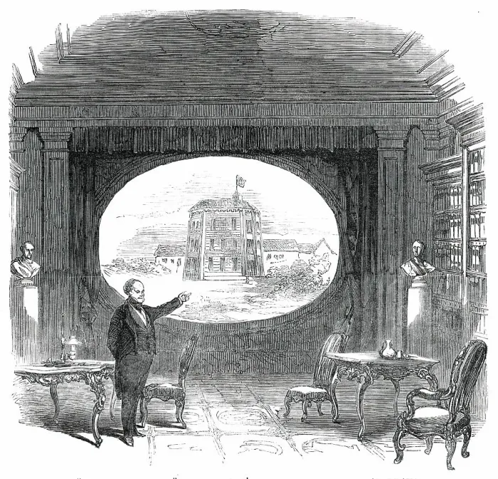 Framed Print : Mr. Bunn on the Stage, at the St. James's Theatre - Scene the Blackfriars Theatre, 1850. Creator: Unknown Framed Print : Mr. Bunn on the Stage, at the St. James's Theatre - Scene the Blackfriars Theatre, 1850. Creator: Unknown