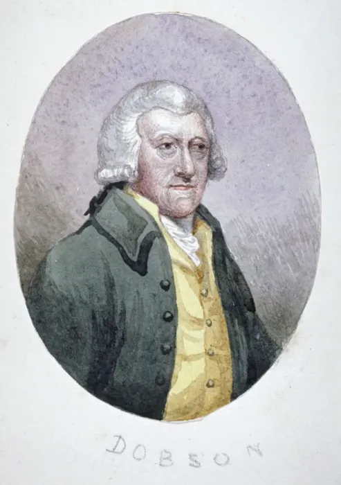 Framed Print : Mr Dobson, a tradesman of Fleet Street, wearing a wig, coat and waistcoat, c1780 Framed Print : Mr Dobson, a tradesman of Fleet Street, wearing a wig, coat and waistcoat, c1780