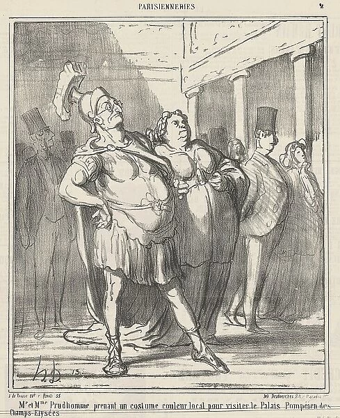 Mr. et Mme Prudhomme prenant un... 19th century. Creator: Honore Daumier