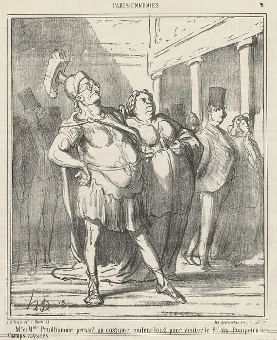 Framed Print : Mr. et Mme Prudhomme prenant un... 19th century. Creator: Honore Daumier Framed Print : Mr. et Mme Prudhomme prenant un... 19th century. Creator: Honore Daumier