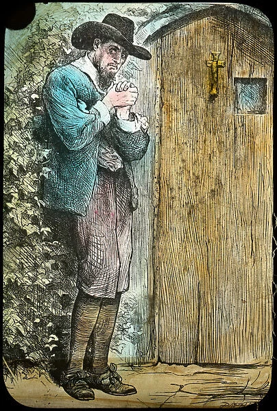 Mr Fearing at the gate, from The Pilgrims Progress, late 19th or early 20th century