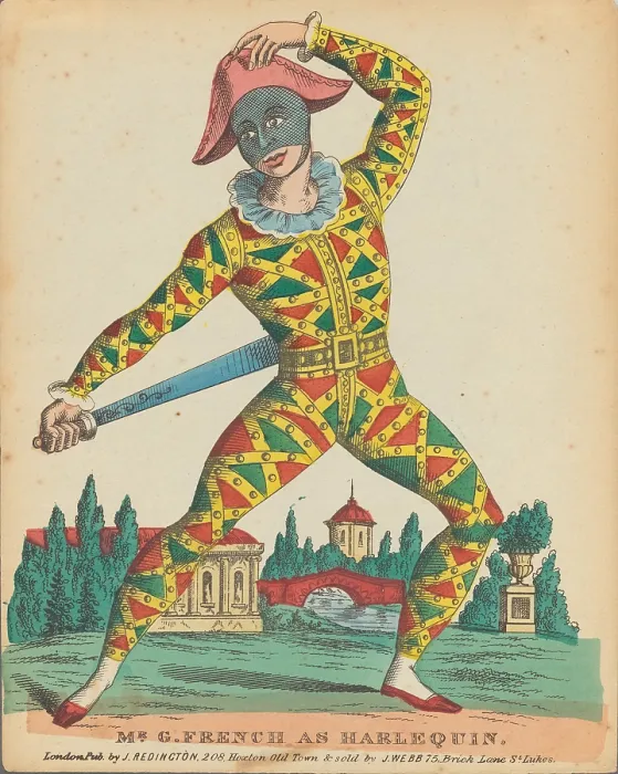 Framed Print : Mr. G. French as Harlequin, c1840. Creator: Anonymous Framed Print : Mr. G. French as Harlequin, c1840. Creator: Anonymous