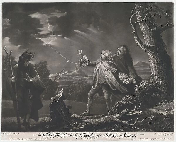 Mr. Garrick in the Character of King Lear (Shakespeare, King Lear, Act 3, Scene 1), 1761. Creator: James McArdell