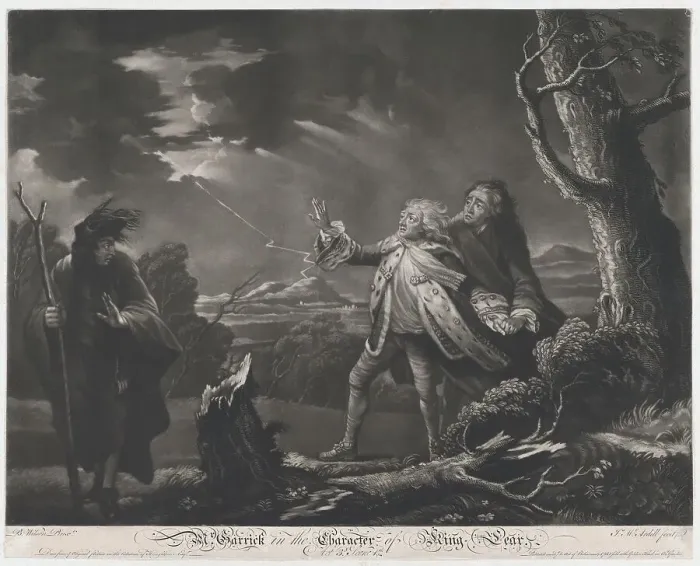 Framed Print : Mr. Garrick in the Character of King Lear (Shakespeare, King Lear, Act 3, Scene 1), 1761. Creator: James McArdell