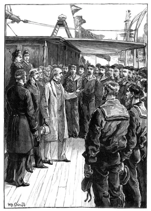 Framed Print : Mr Gladstone Addressing the Officers and Crew of the Grantully Castle, late 19th century Framed Print : Mr Gladstone Addressing the Officers and Crew of the Grantully Castle, late 19th century