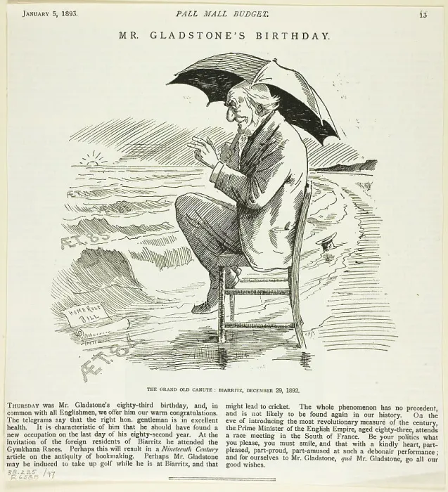 Framed Print : Mr. Gladstone's Birthday, from the Pall Mall Budget, 1893. Creator: Unknown Framed Print : Mr. Gladstone's Birthday, from the Pall Mall Budget, 1893. Creator: Unknown