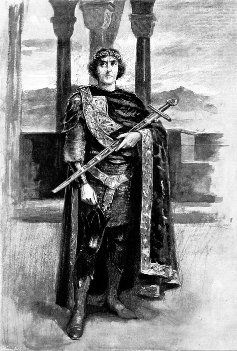 Framed Print : Mr. Henry Irving as King Arthur, 1895. Creator: George Meisenbach Framed Print : Mr. Henry Irving as King Arthur, 1895. Creator: George Meisenbach