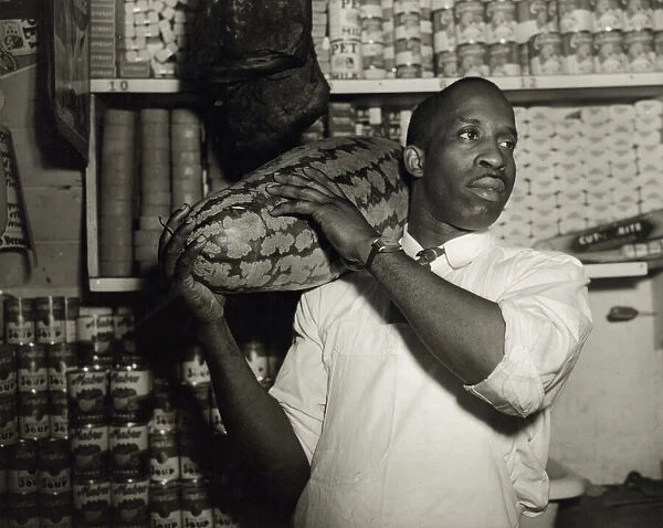 Mr. J. Benjamin, owner of the grocery store patronized by Mrs. Ella Watson... Washington, DC, 1942. Creator: Gordon Parks