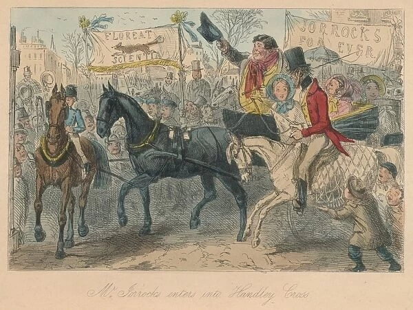 Mr. Jorrocks enters into Handley Cross, 1854. Artist: John Leech