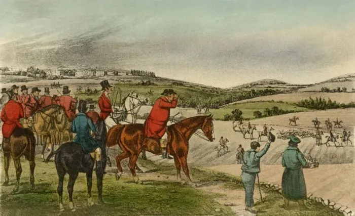 Framed Print : Mr. Jorrocks telegraphs the Fox, 1838. Artist: Henry Thomas Alken Framed Print : Mr. Jorrocks telegraphs the Fox, 1838. Artist: Henry Thomas Alken