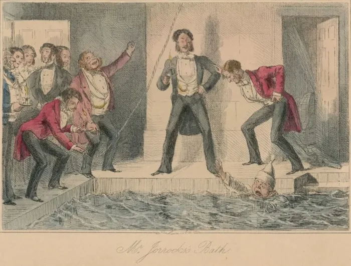 Framed Print : Mr. Jorrockss Bath, 1854. Artist: John Leech Framed Print : Mr. Jorrockss Bath, 1854. Artist: John Leech