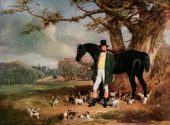 Framed Print : Mr Maynard and Her Majestys Beagles, 1930. Artist: Henry Barraud Framed Print : Mr Maynard and Her Majestys Beagles, 1930. Artist: Henry Barraud