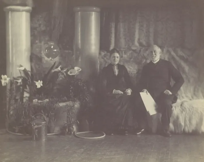 Framed Print : Mr. and Mrs. Charles E. Tiffany in Louis C. Tiffanys Studio, ca. 1890 Framed Print : Mr. and Mrs. Charles E. Tiffany in Louis C. Tiffanys Studio, ca. 1890