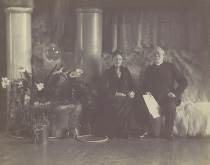 Framed Print : Mr. and Mrs. Charles L. Tiffany in Louis C. Tiffanys Studio, ca. 1890 Framed Print : Mr. and Mrs. Charles L. Tiffany in Louis C. Tiffanys Studio, ca. 1890