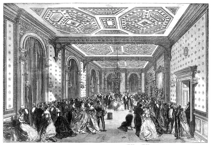 Framed Print : Mr. and Mrs. Disraeli's Assembly at the new Foreign Office, 1868. Creator: Unknown Framed Print : Mr. and Mrs. Disraeli's Assembly at the new Foreign Office, 1868. Creator: Unknown