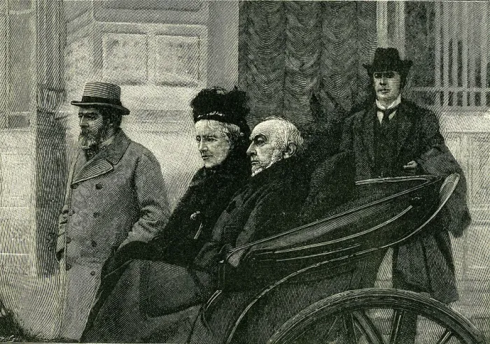 Framed Print : Mr. and Mrs. Gladstone Starting for a Drive from the Chateau Thorenc, Cannes, 1898, (c1900). Creator: Unknown Framed Print : Mr. and Mrs. Gladstone Starting for a Drive from the Chateau Thorenc, Cannes, 1898, (c1900). Creator: Unknown