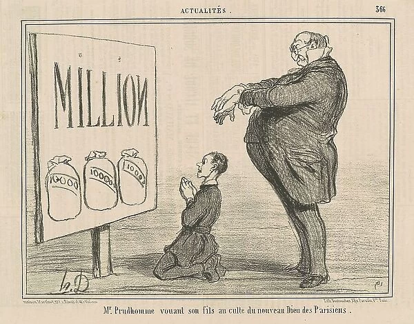 Mr. Prudhomme vouant son fils au... 19th century. Creator: Honore Daumier