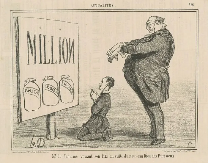 Framed Print : Mr. Prudhomme vouant son fils au... 19th century. Creator: Honore Daumier Framed Print : Mr. Prudhomme vouant son fils au... 19th century. Creator: Honore Daumier