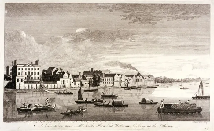 Framed Print : Mr Smiths house at Battersea, London, c1755. Artist: John Boydell Framed Print : Mr Smiths house at Battersea, London, c1755. Artist: John Boydell