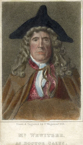 Mr Wewitzer as Doctor Caius, 1819. Artist: Thomas Charles Wageman