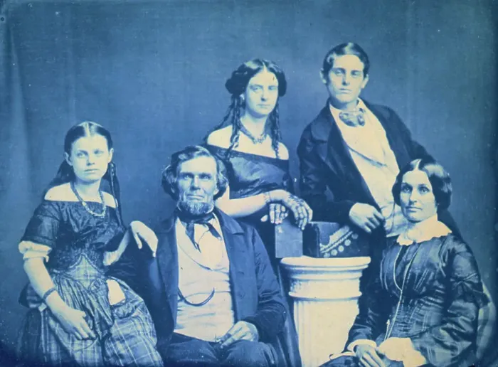 Framed Print : Mr. Zina Hitchcock Benjamin family, posed left to right: Cornelia, Zina Hitchcock...c1890. Creator: Frances Benjamin Johnston Framed Print : Mr. Zina Hitchcock Benjamin family, posed left to right: Cornelia, Zina Hitchcock...c1890. Creator: Frances Benjamin Johnston
