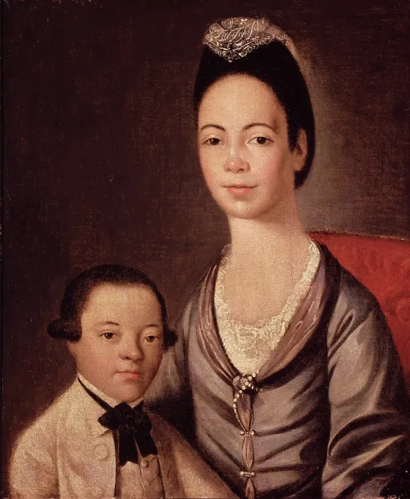 Framed Print : Mrs. Aaron Lopez and Her Son Joshua, between 1772 and 1773. Creator: Gilbert Stuart Framed Print : Mrs. Aaron Lopez and Her Son Joshua, between 1772 and 1773. Creator: Gilbert Stuart