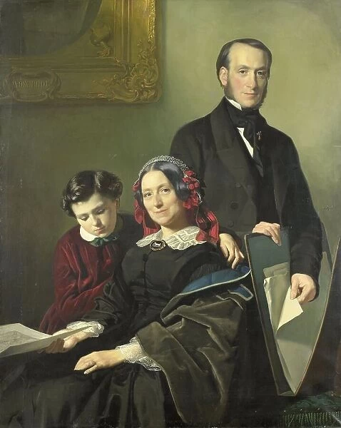 Mrs A.J. Schmidt-Keiser...with her brother J.N. Keiser and her ten-year-old son, 1858. Creator: Jacob Spoel