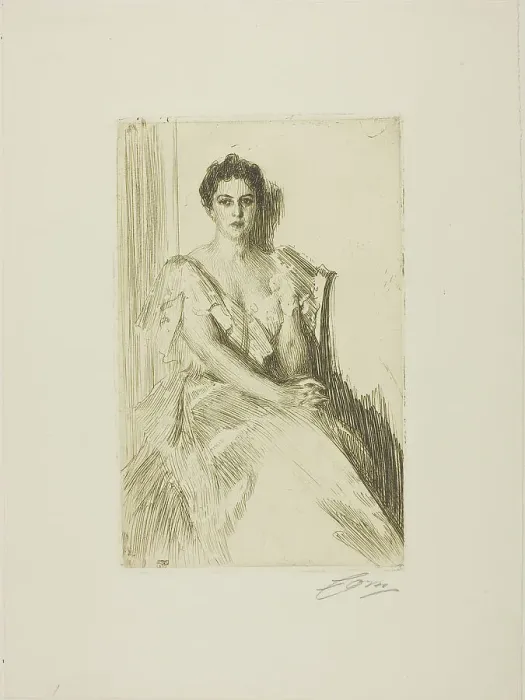 Framed Print : Mrs. Cleveland II, 1899. Creator: Anders Leonard Zorn Framed Print : Mrs. Cleveland II, 1899. Creator: Anders Leonard Zorn