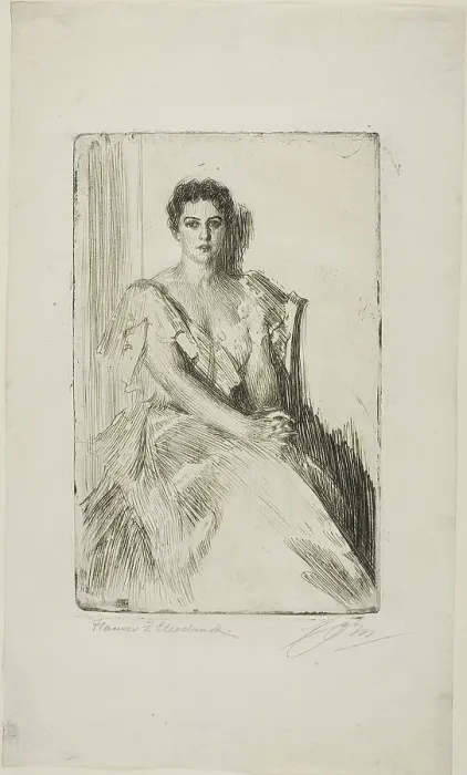 Framed Print : Mrs. Cleveland II, 1899. Creator: Anders Leonard Zorn Framed Print : Mrs. Cleveland II, 1899. Creator: Anders Leonard Zorn