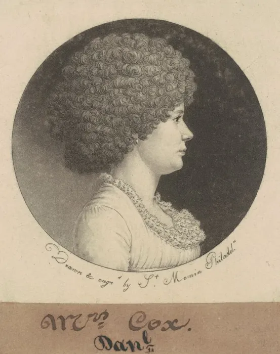 Framed Print : Mrs. Cox, 1798. Creator: Charles Balthazar Julien Fevret de Saint-Memin Framed Print : Mrs. Cox, 1798. Creator: Charles Balthazar Julien Fevret de Saint-Memin