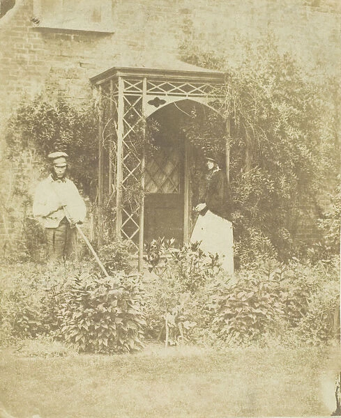 Mrs. Craik in Outdoor Garden, 1848  /  60. Creators: Unknown, Benjamin Mulock