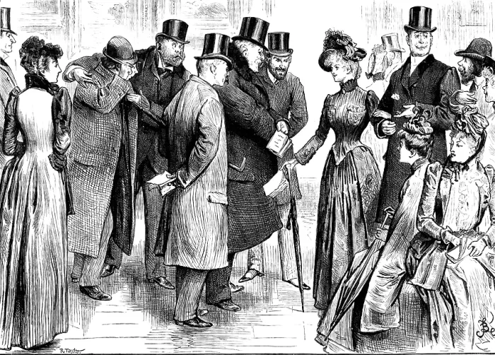 Framed Print : Before Mrs. Feilding left the gallery she had made twenty friends for life... 1890. Creator: R. Taylor Framed Print : Before Mrs. Feilding left the gallery she had made twenty friends for life... 1890. Creator: R. Taylor