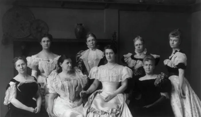Framed Print : Mrs. Frances F. Cleveland and wives of...in Frances B. Johnston's studio...Washington DC, c1897. Creator: Frances Benjamin Johnston Framed Print : Mrs. Frances F. Cleveland and wives of...in Frances B. Johnston's studio...Washington DC, c1897. Creator: Frances Benjamin Johnston