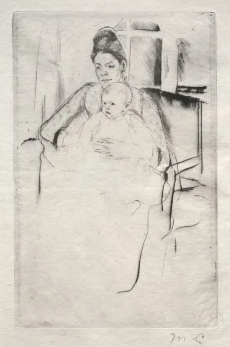 Framed Print : Mrs. Gardner Cassatt and Her Baby Seated near a Window, c. 1887. Creator: Mary Cassatt (American Framed Print : Mrs. Gardner Cassatt and Her Baby Seated near a Window, c. 1887. Creator: Mary Cassatt (American