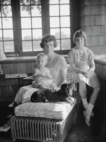 Mrs. George Eustis and children, with dog, portrait photograph, between 1911 and 1942. Creator: Arnold Genthe